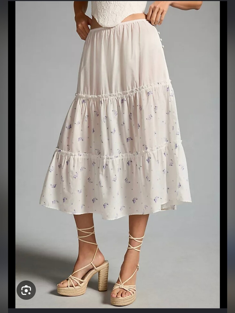 Anthropologie Midi Skirt with Floral